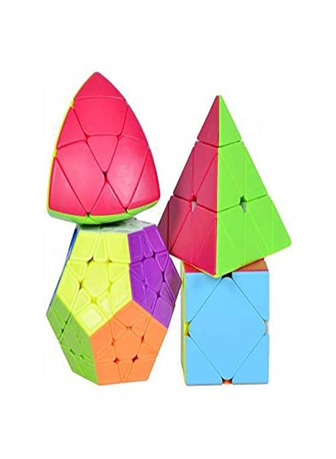 QWICK CLICK High Speed Cube Megaminx, Pyramid, Skewb, Mastermorphix Stickerless 3D Puzzle Cube Bundle (Pack of 4)